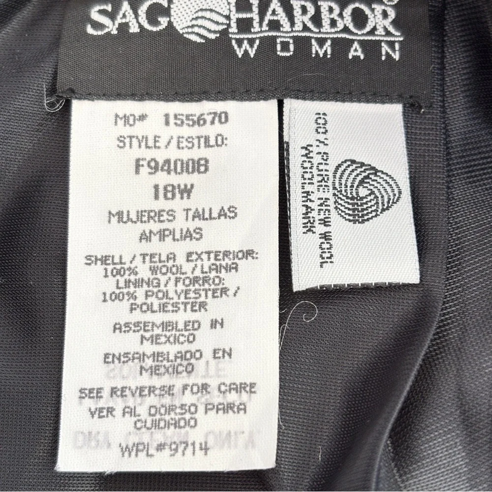 Sag Harbor Black Skirt 100% Wool Size 18W Midi Comfort Elastic In Waist Academia